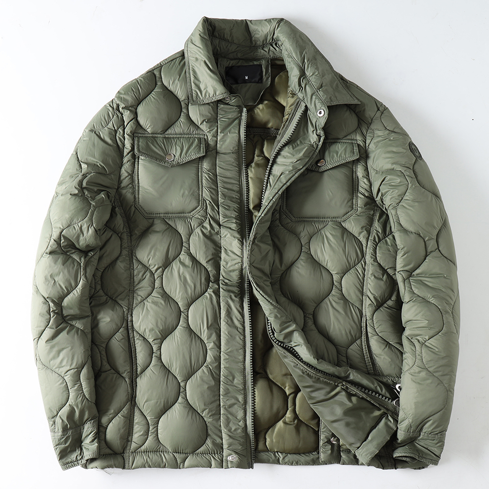 Lightweight Waterproof Warm Down Coat Autumn Winter Men's Casual Shirt Style Quilted Cotton Jacket