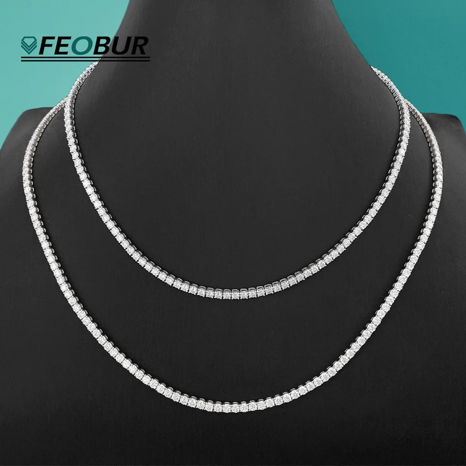 GRA Certified Moissanite Tennis Necklace S925 Sterling Silver Choker 2mm 25mm Women