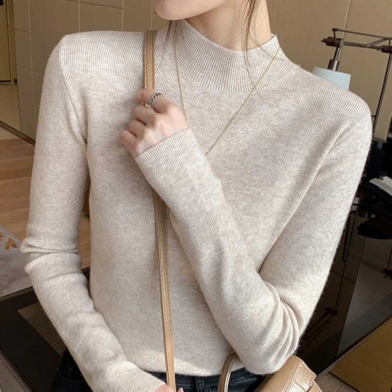 Women's Sweaters AOSSVIAO Autumn Winter Turtleneck Sweater Women Fashion Stretch Tops Women Knitted Pullovers Long Sleeve Slim Versatile Sweate