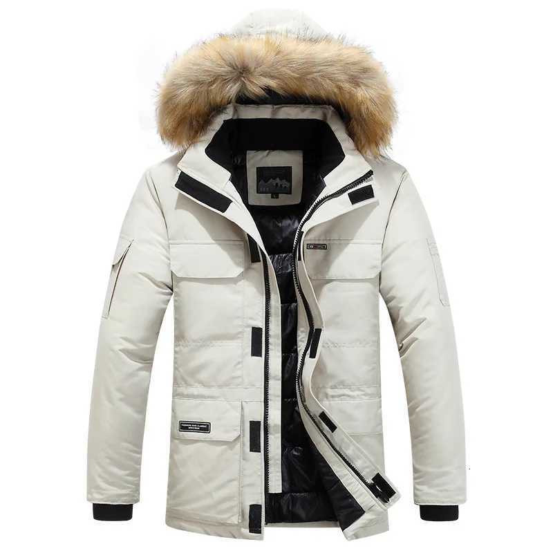 Men's Down Parkas Clothing Winter Men Long Snow Hooded Man Mountain Ski Thermal Coats Men -30 Degree Parkas Thicken Windbreaker Down Padded Jac