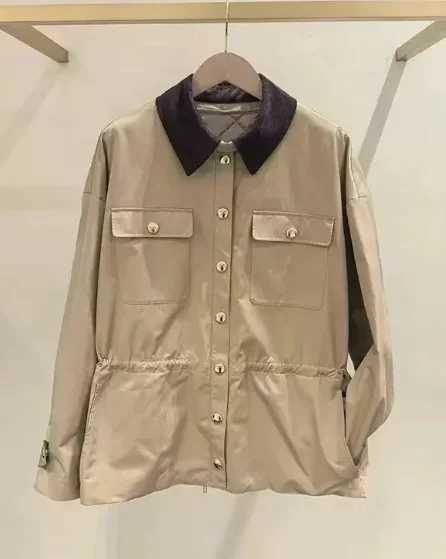 British Style Women Detachable Vest Short Windbreaker Jacket Contrasting Color Turn-Down Collar Waist Drawstring Lady Coat M260922