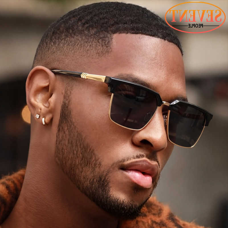 2026 New Sunglasses Square Punk Sunglasses Men Classic Steampunk Luxury Designer Black Gold Shades Male Vintage Outdoor Driving EyewearT260923