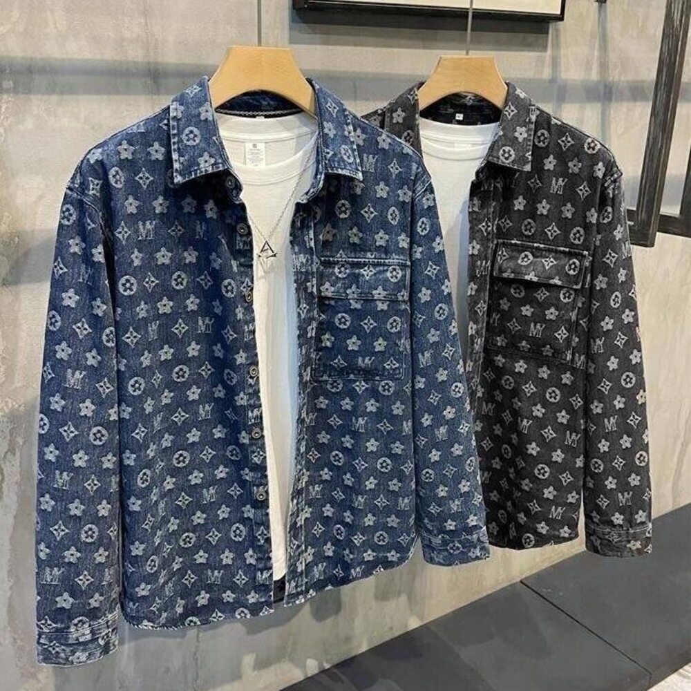 American-style retro checkered denim jacket for men, trendy on Instagram, with a unique design, a little niche, for autumn, a youth-oriented denim g