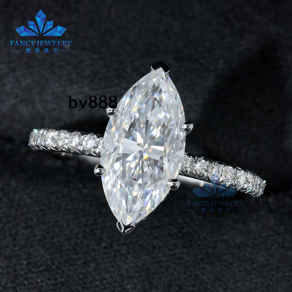 Custom Luxury Jewelry 10K 14K 18K White Gold HPHT CVD Lab Grown Diamond 1-3carat Marquise Cut Diamond Ring With IGI