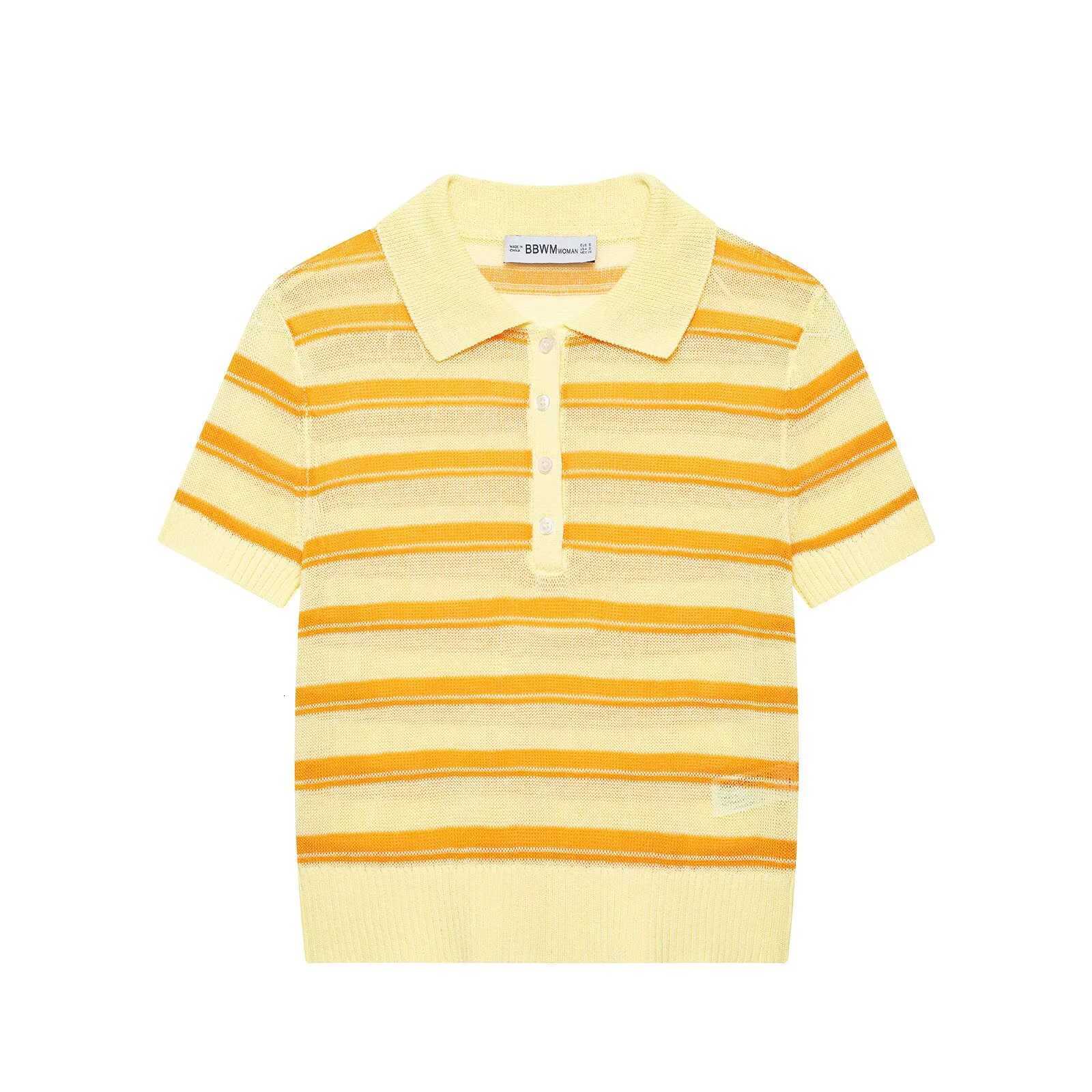 Women's Sweaters Women's 2026 new summer outfit European and American style casual striped short sleeved collar knitted sweater D260923