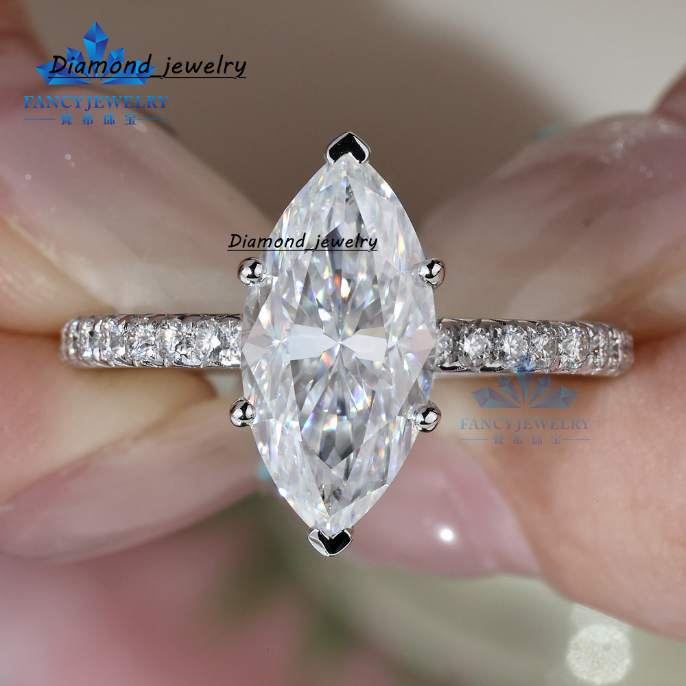 Romantic 10K 14K 18K White Gold Ring 1CT 2CT 3CT Dutch Marquise Cut Lab Grown Diamond Ring with IGI for Engagement