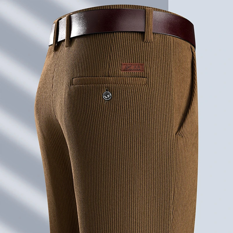 Mens Corduroy Pants Classic Business Casual Straight Leg Regular Fit Dress Commuting Suit 260922