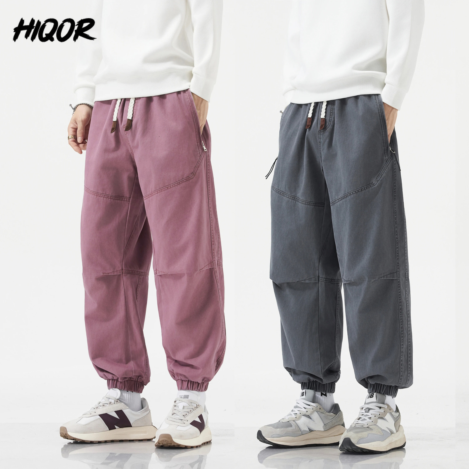 Men's Baggy Harem Pants 100% Cotton Sweatpants Drawstring Jogger Cargo Pants Man Casual Lounge Joggers Sports Y2K Pink Trousers 260918