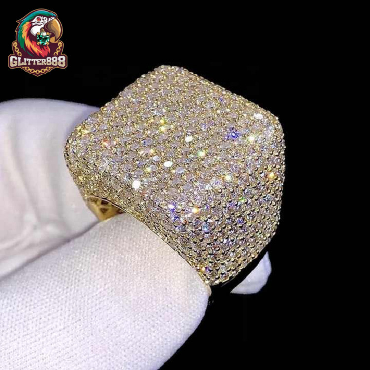 Multiple Choice Hot Sale Custom Iced Out Hip Hop Men Ring Vvs Moissanite 925 Sterling Silver Moissanite Engagement Ring Men