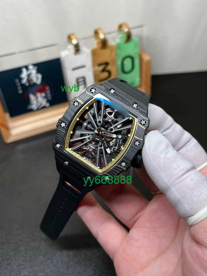 Men Luxury Watch R12-01 Black Gold Carbon Fiber Tourbillon Automatic Mechanical Watch Men's Watches R M 1201 Wristwatch Sport Watch Designer Wa