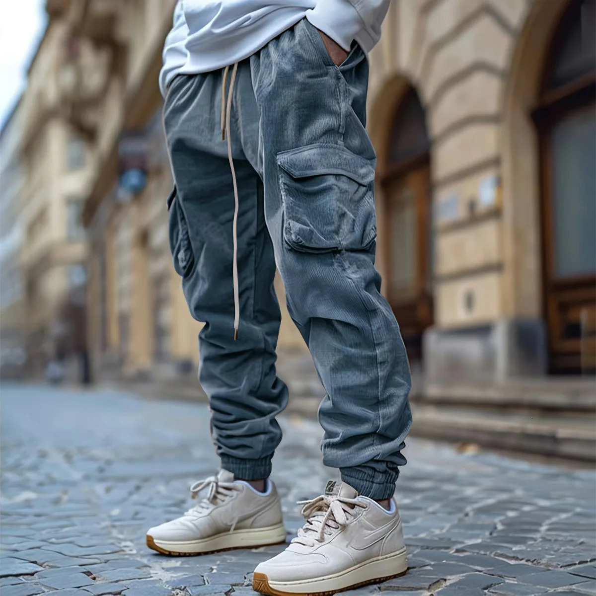 Spring Summer Stylish Straight Cargo Pants Men Casual Texture Corduroy Trousers For Daily Leisure Loose Pant Streetwear 260922
