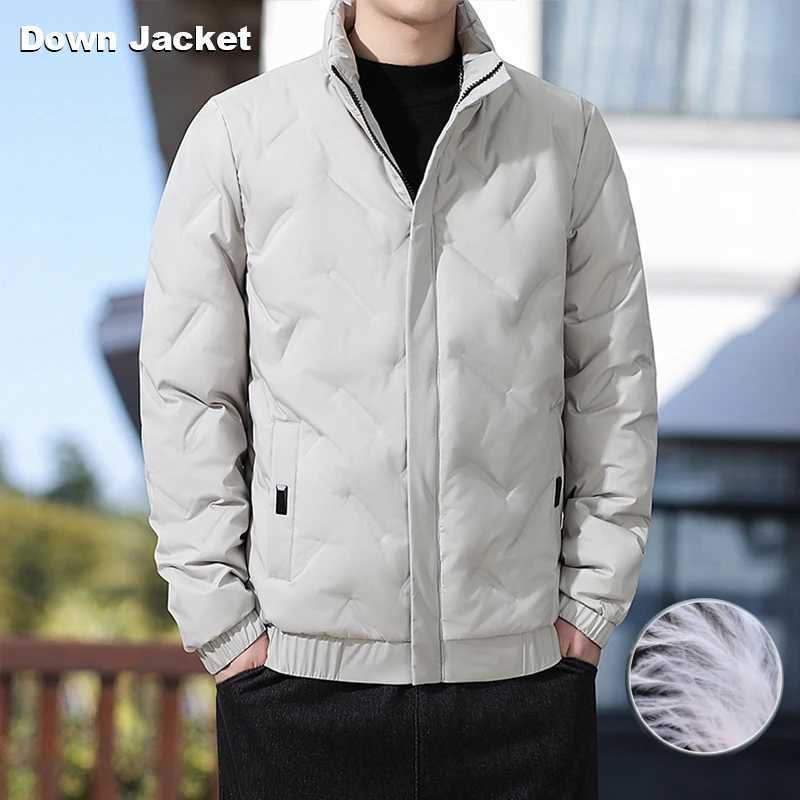 Men's Down Parkas Warm Lightweight Puffer Jacket Men's Quilted Down Coat Casual Daily Outdoor Stand Collar Zipper Warm Winter Fashion Oute