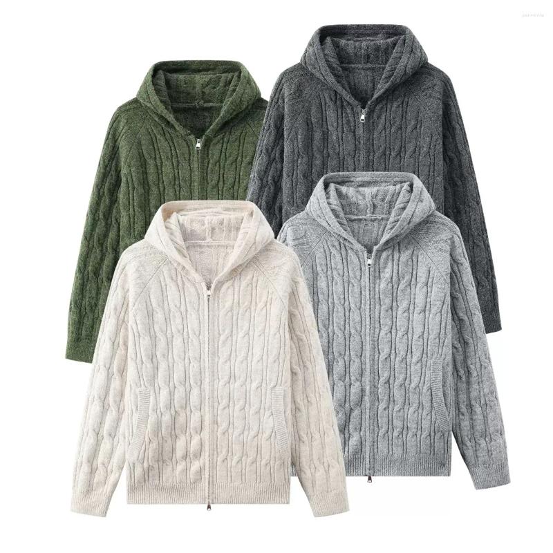 Autumn/Winter Fashion Solid Color American Vintage Thickened Warm Hooded Knitwear Men's Casual Loose Sports Plus Size Sweater