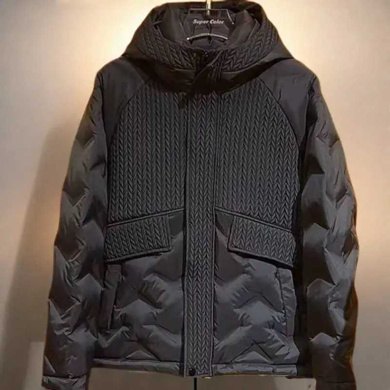 Warm Men's Winter Down Parkas Puffer Jacket Men's Down Coat Zipper Long Sleeve Top Quilted White Duck Down Outerwear Men Clothing Trendy J