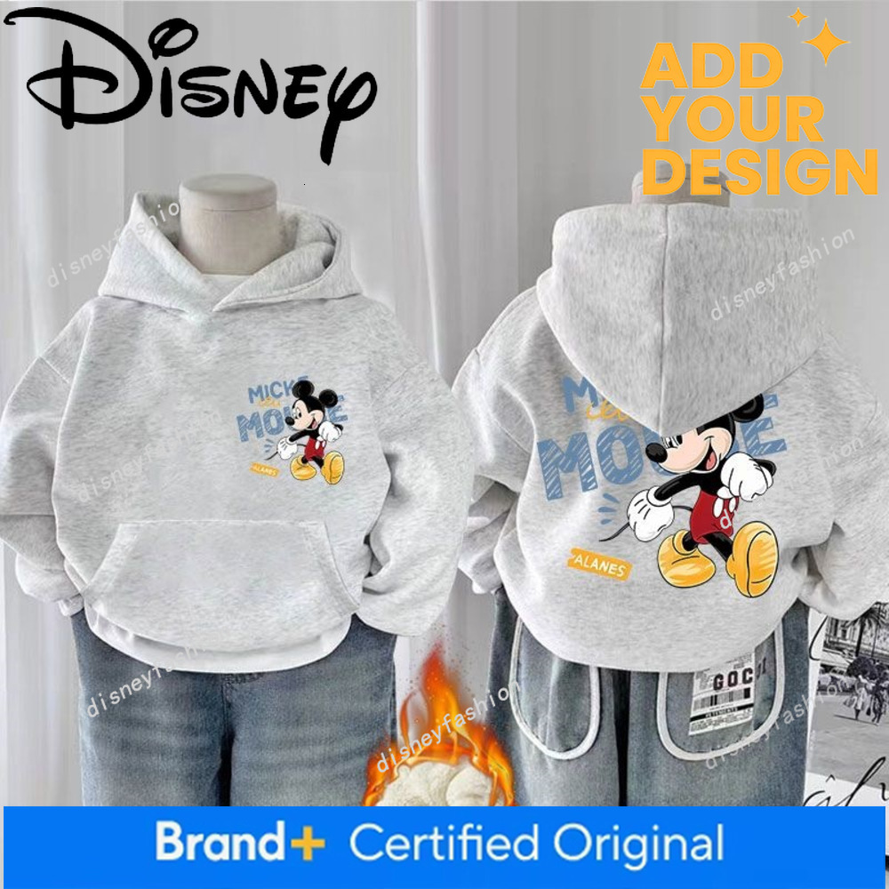 Sudadera con capucha para niños engrosada con forro polar, nuevo estilo otoño/invierno 2026, lindo diseño de Mickey, top unisex, cálido y moderno pa