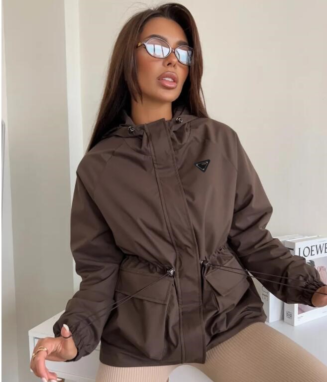 women's Designer Jacket Casual fashion Luxury coat long sleeved hooded waterproof jacket, loose outdoor women sports coat