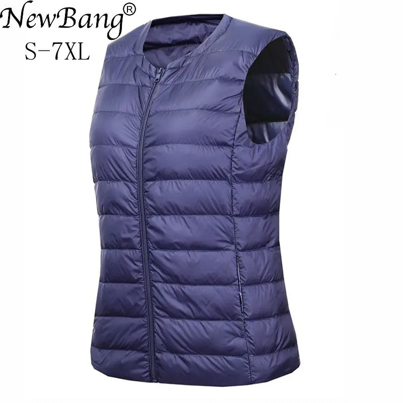 Bang 6XL 7XL Large Size Waistcoat Womens Warm Vest Ultra Light Down Women Portable Sleeveless Winter Liner 260923