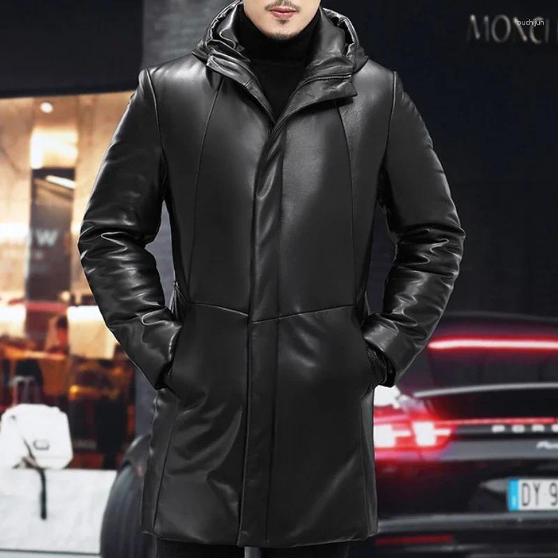 Men's Winter Coat Sheepskin Leather Jacket Men Clothing Mid-length Warm Mens Male Jaqueta De Couro Masculino Zm