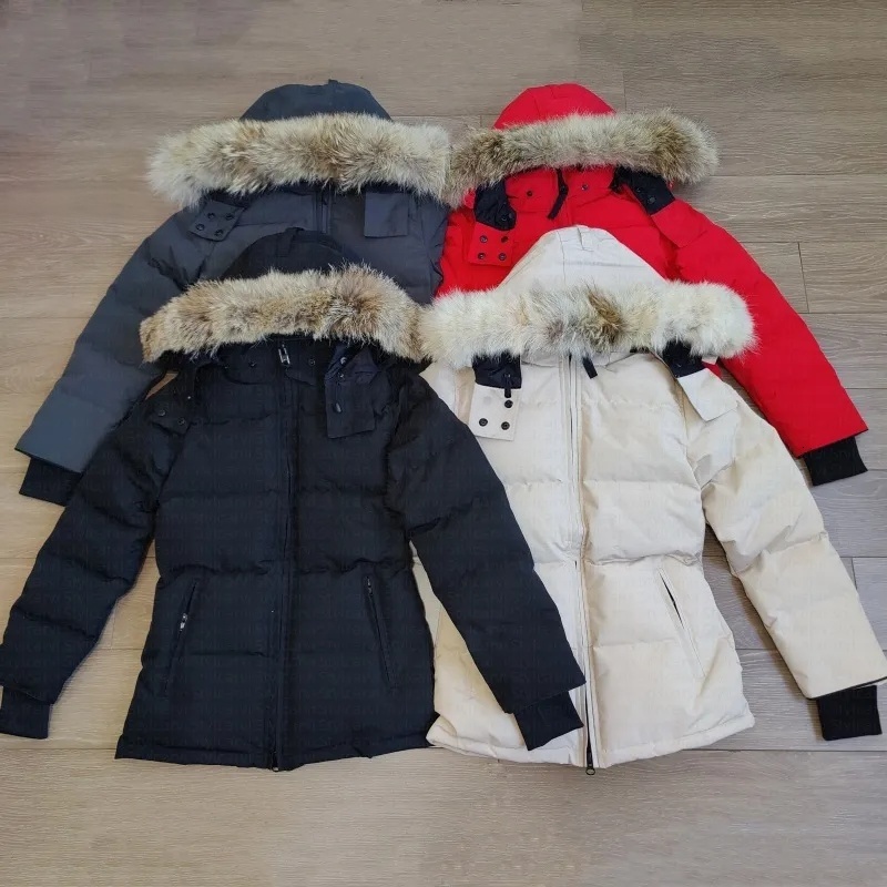 Down Jacket mooselyss Designer Womens Puffer Jackets Winter Chelsea Parka Coat winter Wolf Fur Outdoor Wyndham Windbreaker Removable Hooded