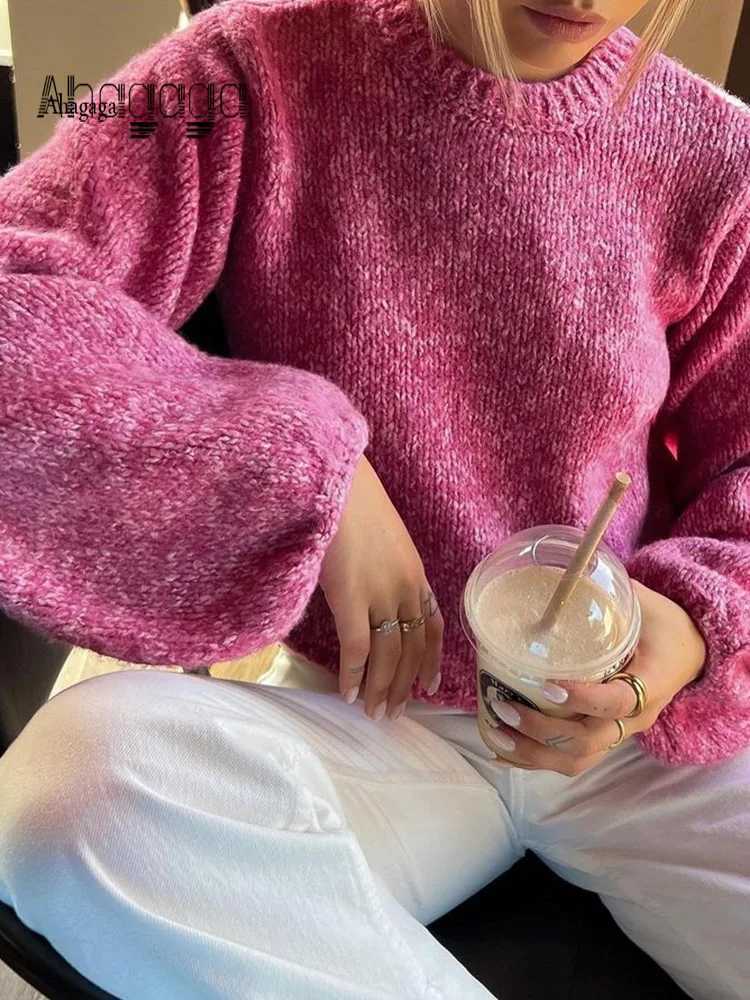 Women's Sweaters Ahagaga Fashion Sexy Women Sweaters Knitted Backless Casual Long Sleeve O-neck Solid Pullovers Bandage Loose Sheath Tops Femal