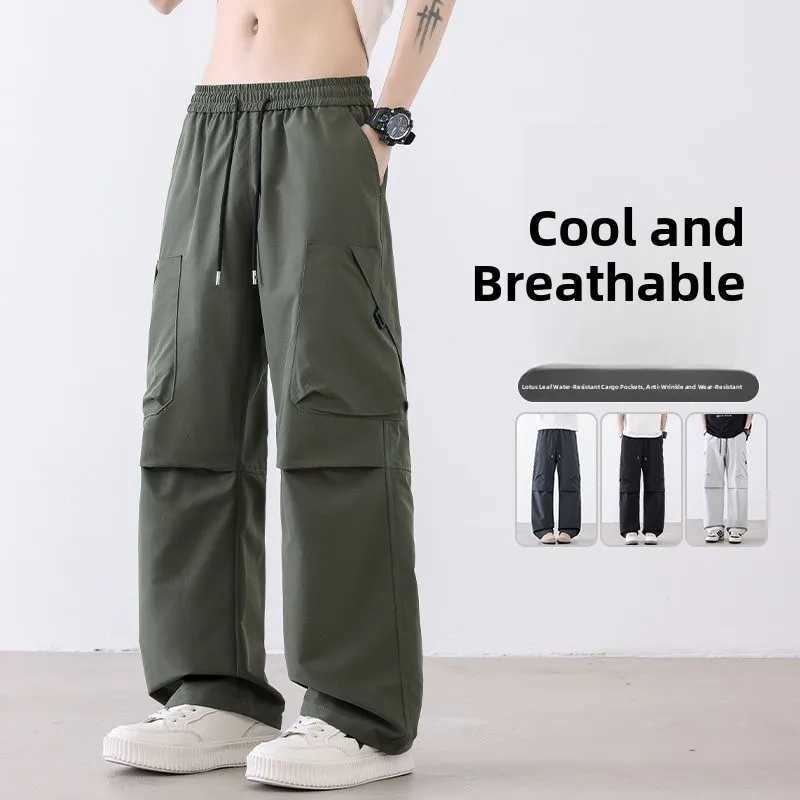 plus Size Men's Casual Workwear Pants Straight Leg Comfortable Spring Summer Fashionable High Waist Thickened Polyester S260923TQJZ