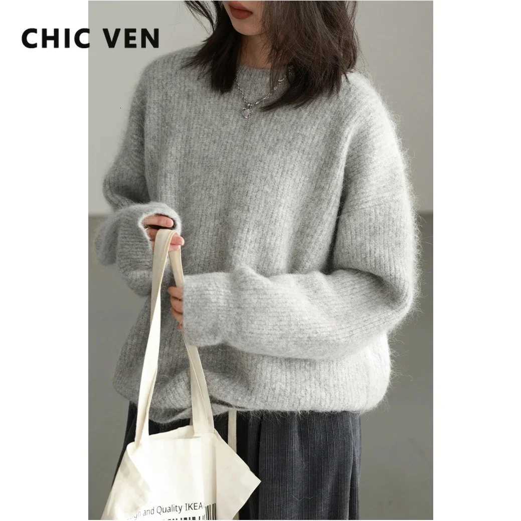 Women's Sweaters CHIC VEN Women's Sweater Pullover Solid Loose O Neck New Soft Alpaca Female Tops Woman Knitwear Jumpers Spring Autumn 202