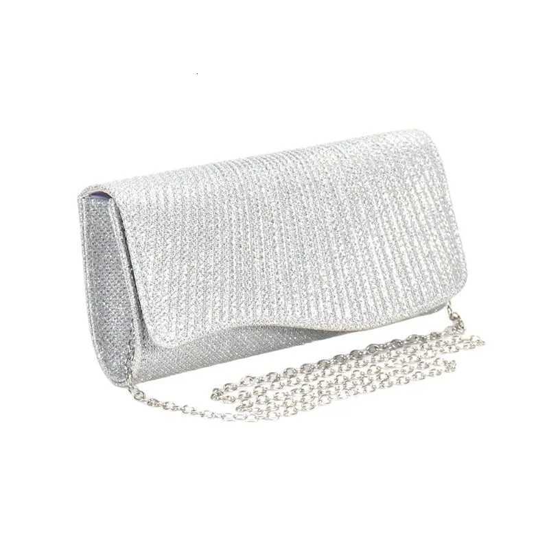 Women Evening New Bags 2026 Fold Glitter Handbag Shiny Envelope Evening Bag Ladies Pleated Silver clutch Chain Wedding Party Mini Long Purse D260922