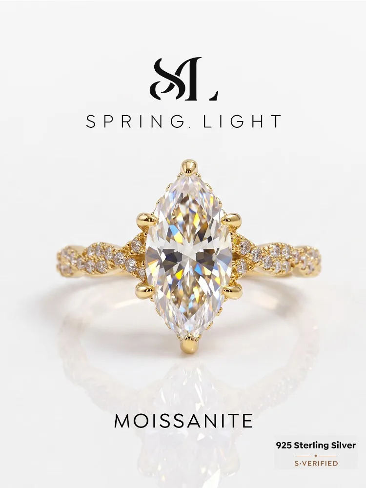 Fashion 2CT Marquise Diamond Wedding Ring 925 Sterling Silver Engagement Rings for Women Gift Fine Jewelry 260921