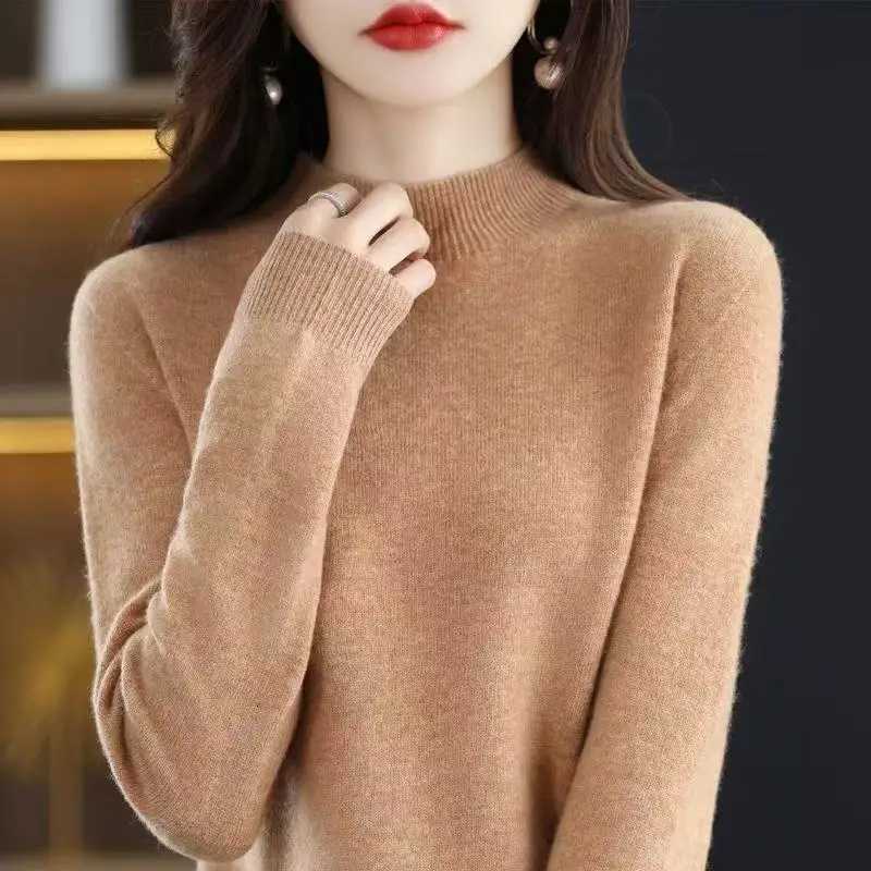 Women's Sweaters 2026 Autumn Winter Solid Mock-neck Pullover Sweater For Women Casual Knitwear Female Clothing Basic Soft Sweater H260923