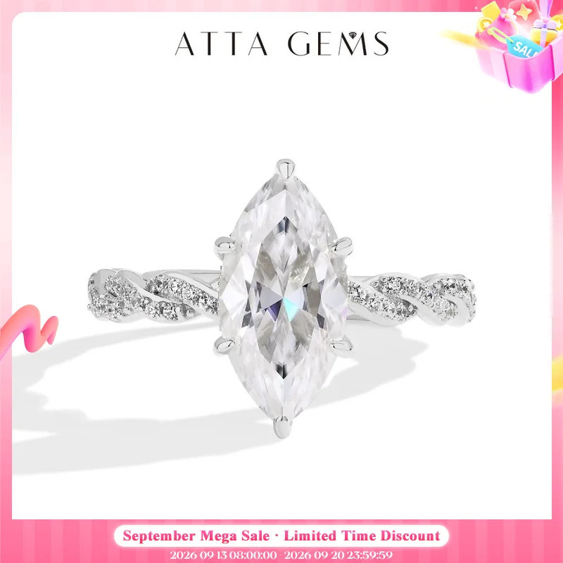 ATTAGEMS 3.0CT Marquise Cut Engagement Rings For Women 14*7mm Lab Diamond S925 Sterling Silver Wedding Party Jewelry 260921