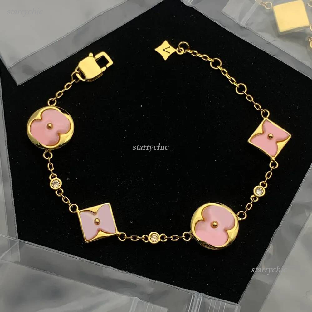 lvsNecklace Designer Bracelets Crystal Chains Flower Bangle for Womens Fashion Charm Accessories Trendy Elegant Classic Copper Bracelet Jewelry Gift