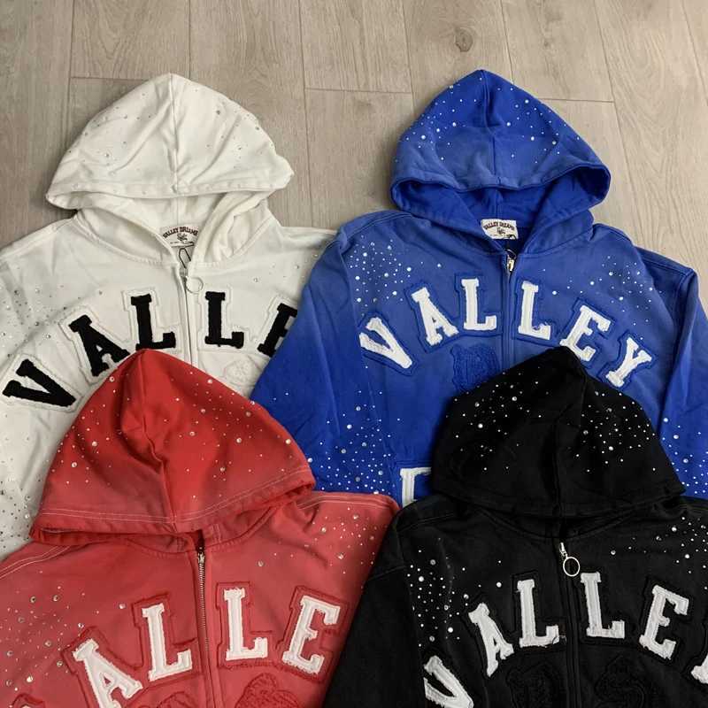 Patchwork Clothing Hoodie Y2K Men's Embroidered Shining Zipper Oversized Hooded Sweater Fast DeLIVEry M260922