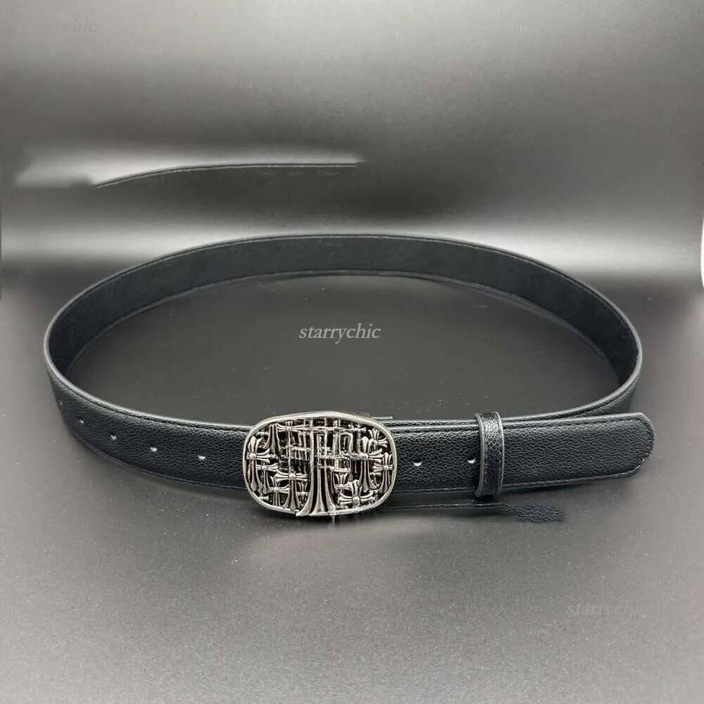 chrome belt Premium Gothic Skull Cross Leather Belt Black Vintage Silver Ornate Buckle Punk Rock Adjustable Waist Strap for Biker Streetwear 238