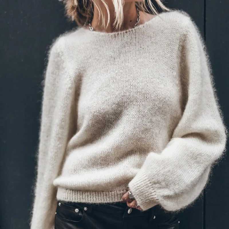 Women's Sweaters Talenza Fashion Backless Sweaters Women's Autumn Solid Sexy Lace Loose Casual Pullovers Commuting Chic Women's Sweat