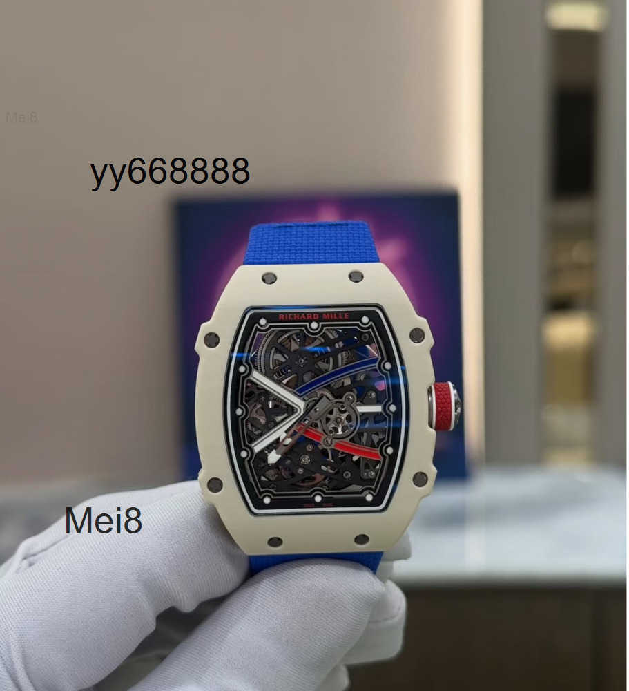 Luxury mens watch Mechanical Wristwatch Automatic Watches Limited Edition Rich M67-02 Tourbillon Hollowed watch UltraThin 7.8mm NTPT Carbon Fiber Sk