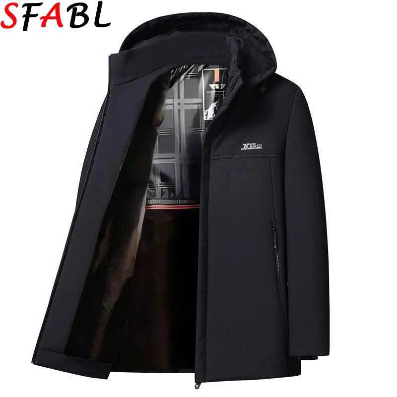 Down Parkas Thicken Thermal Men's Parka Men Hooded Fleece Lining Men's Winter Jacket Windbreak Winter Jackets for Men's Winter Coats