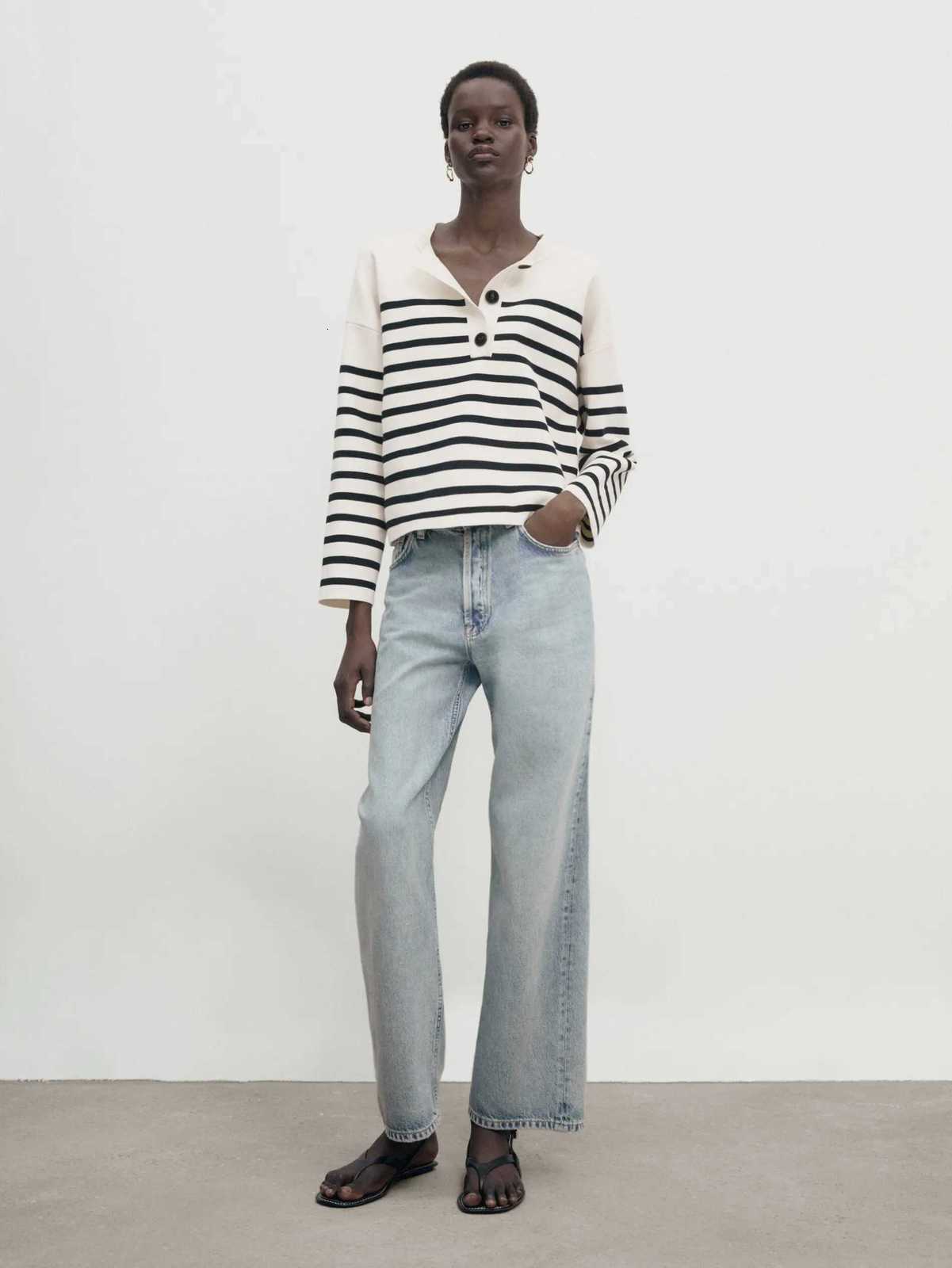 Women's Sweaters Ethereal Traf Md 2026 YAZHIMEI autumn new style of Womens Casual fashion Crew Neck Striped Knit Cardigan D260923