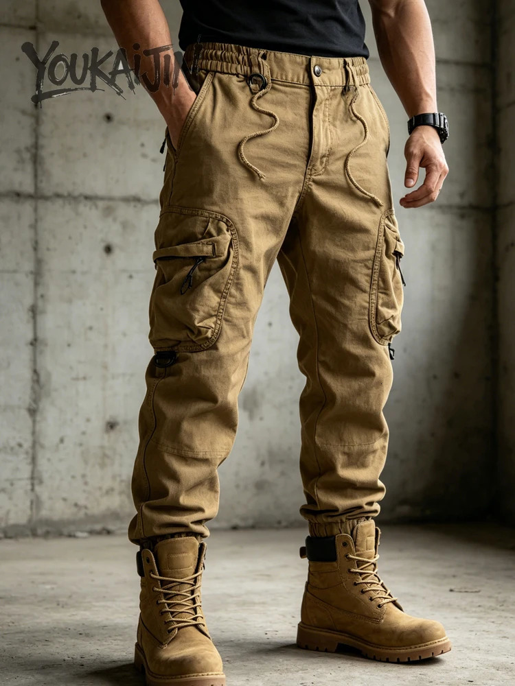 Mens Cargo Pants Autumn Winter Casual Pant Baggy Regular Cotton Trousers Male Combat Military Tactical Multi Pockets 260922