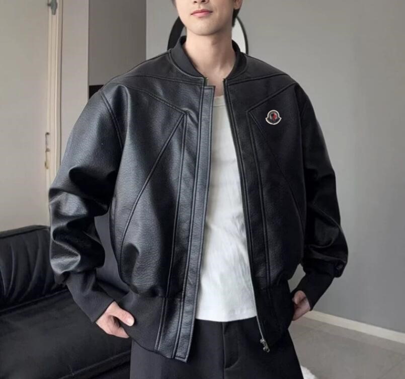 men's designer jackets Luxury zip up warm pu leather men baseball jacket windbreaker outwear top loose motorcycle sportswear Clothes men coats