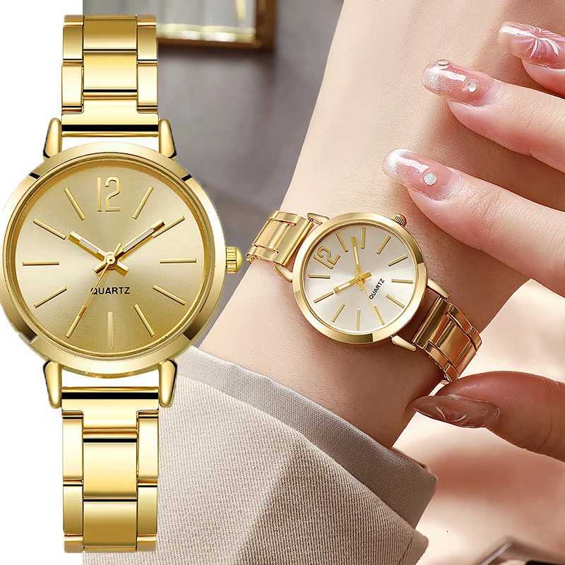 Women's Watches Luxury Watch for Women Simple Round Dial Stainless Fashion Gold Bracelet Quartz Wristwatch Students Ladies Watches Reloj MujerT