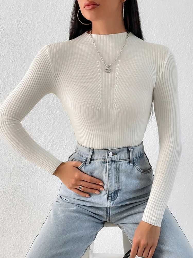 Women's Sweaters Solid White and Black Tops Sweaters 2026 Autumn Winter Long Sleeve Turtleneck Pullovers Fashion Womens Sweaters Femme Clothing
