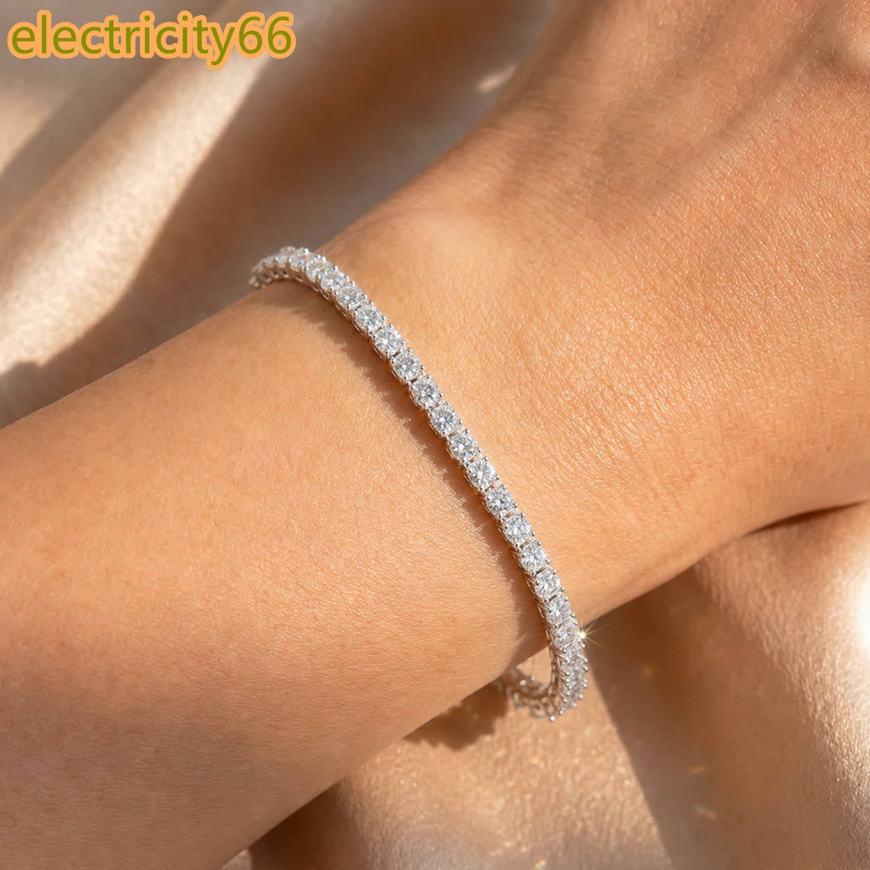 Hot Sale Pass Diamond Tester Moissanite Tennis Bracelet 925 Silver Round Cut VVS Chain Bracelet Fine Women Jewelry Gift