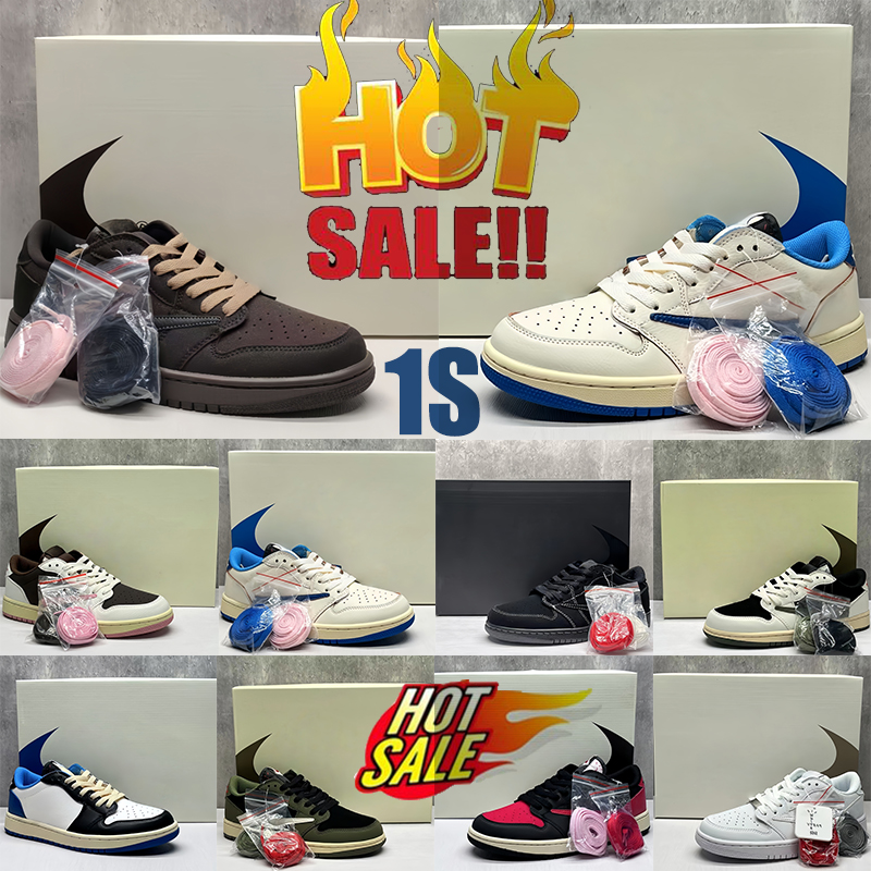 Free shipping high quality designer shoes 1 low basketball shoes 1s men black phantom shy pink reverse mocha chaussure womens outdoor sports mens tr