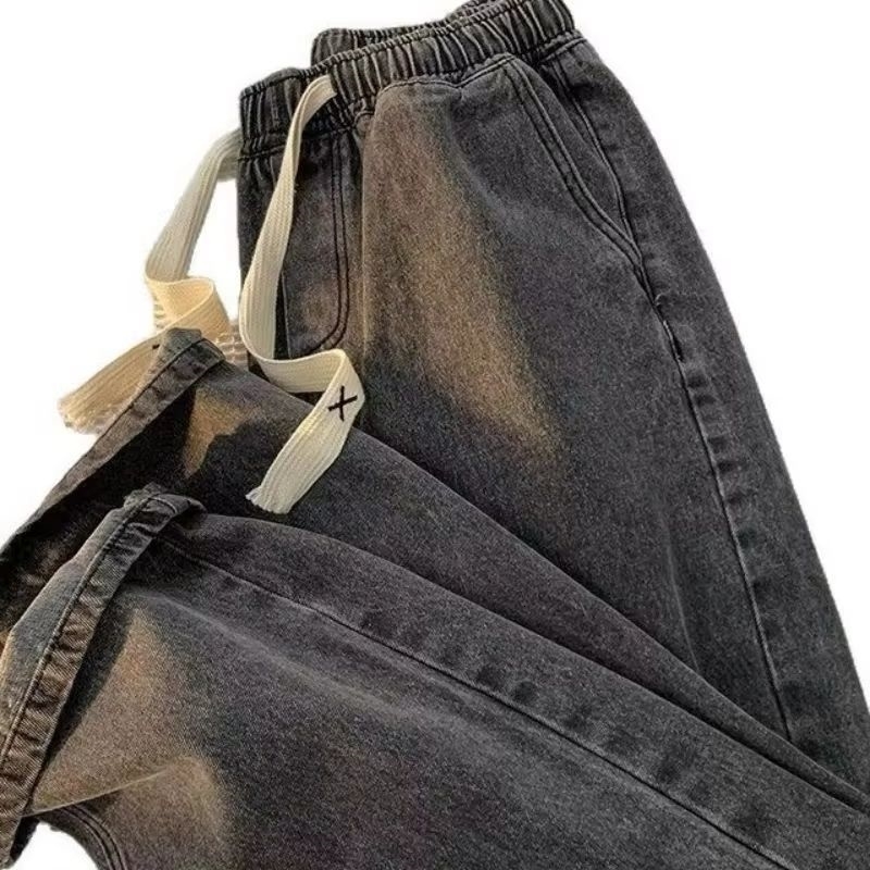 Men's Winter Loose Jeans Elastic Waist Wide Leg Y2K Denim Pants Straight Leg Comfortable Men's Jeans 260922