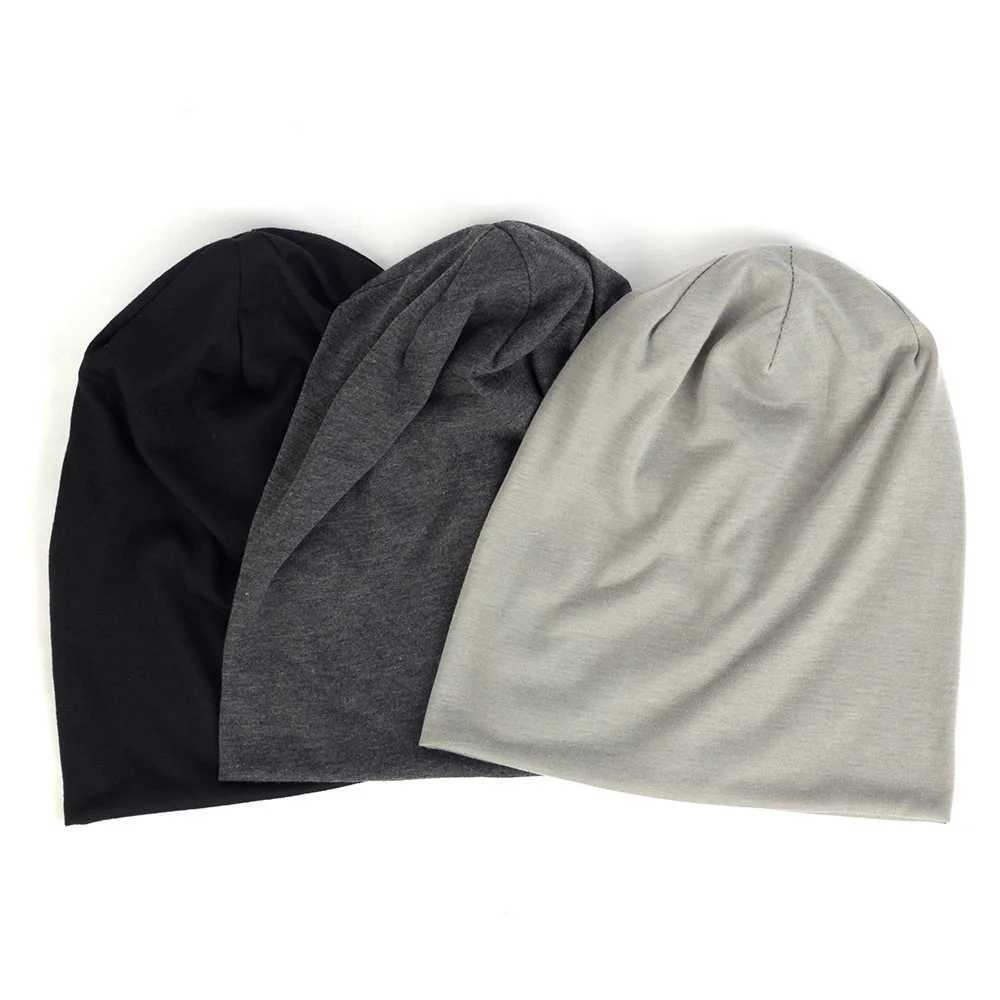 1pc color double-layer brimless casual skull hats for men and women outdoor leisure pullover knitted hats for autumn and winter Z260922