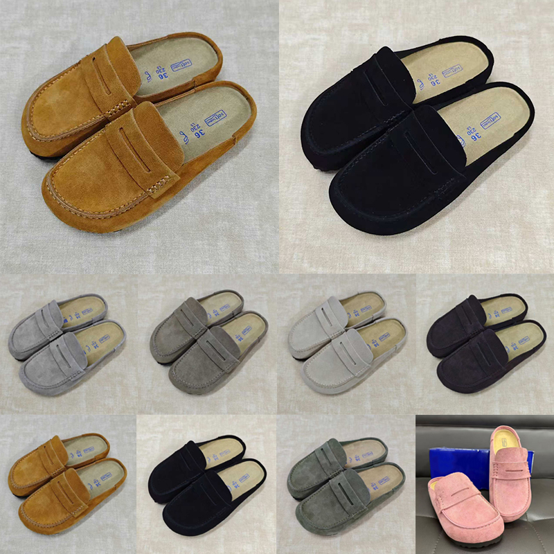 Designer Slides clogs Sandals clog Genuine Leather fur fleece-lined Slippers Breathable Outdoor Shoes Mens Womens Black mules Flip Flops 36-45