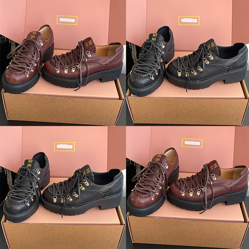 Luxury Women Antiqued Leather Loafers Tound Head Lace Loafer Comfort Leather Lining Oxford Shoes Suitable Hiking Travel Collocation