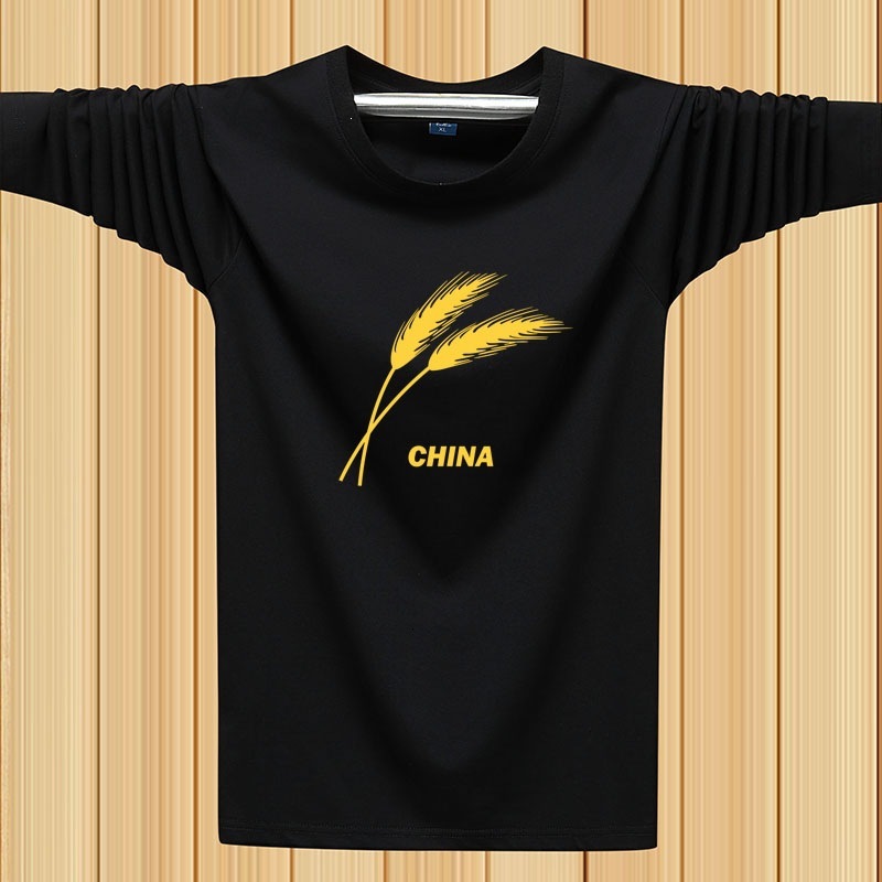 Spring and season men's long-sleeved T-shirt, loose-fitting, plus-size, oversized, for larger men, autumn wear