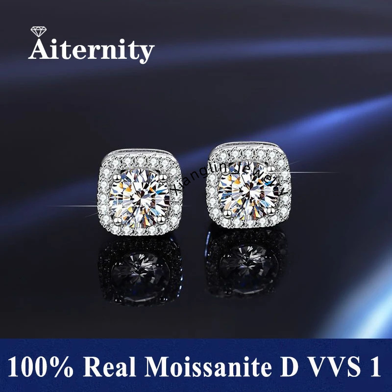 Promotion Moissanite Earrings for Women Pass Diamond tester Pen 100% With Certificate Ear Studs 925 Sterling Silver Fine Jewelry