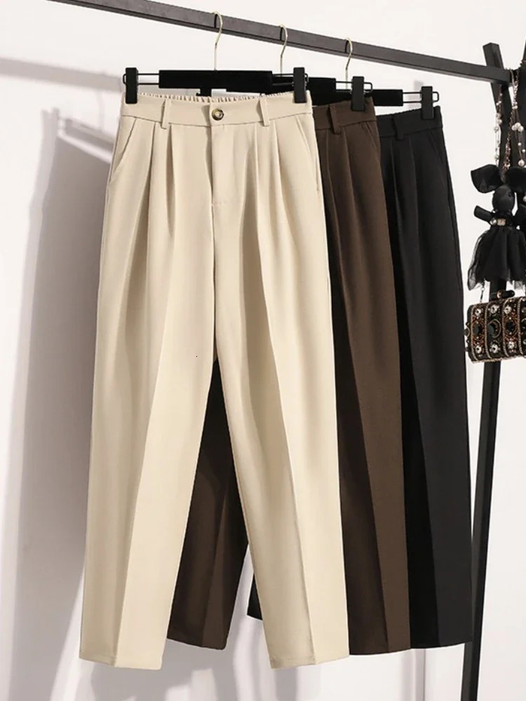 Plus Size Pants Woman 2026 Spring Autumn Arrival High Waist Suit Pants High Quality Korean Style Straight Trousers 260923